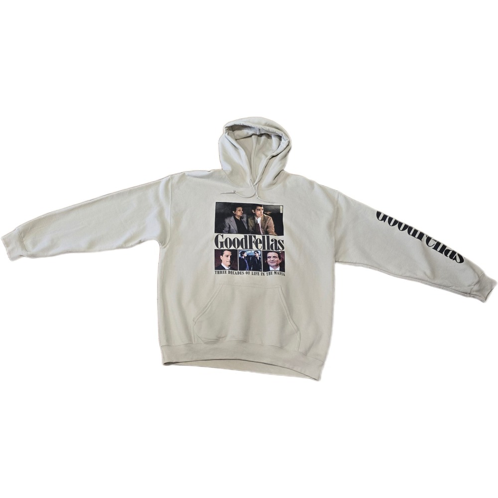 GoodFellas The Movie Graphic Hoodie Sand Tan Mafia Film Men Large L Warner Bros